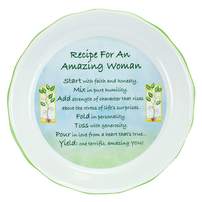 Abbey + CA Gift Abbey Gift Abbey & CA Gift Amazing Woman Pie Plate, 10.5", Green - Image 1